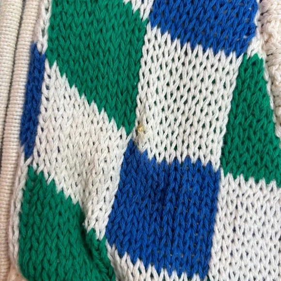 Teddy Fresh Full Zip Knit Hoodie Womens XS/S Checkered Multicolor Oversized - Picture 8 of 15